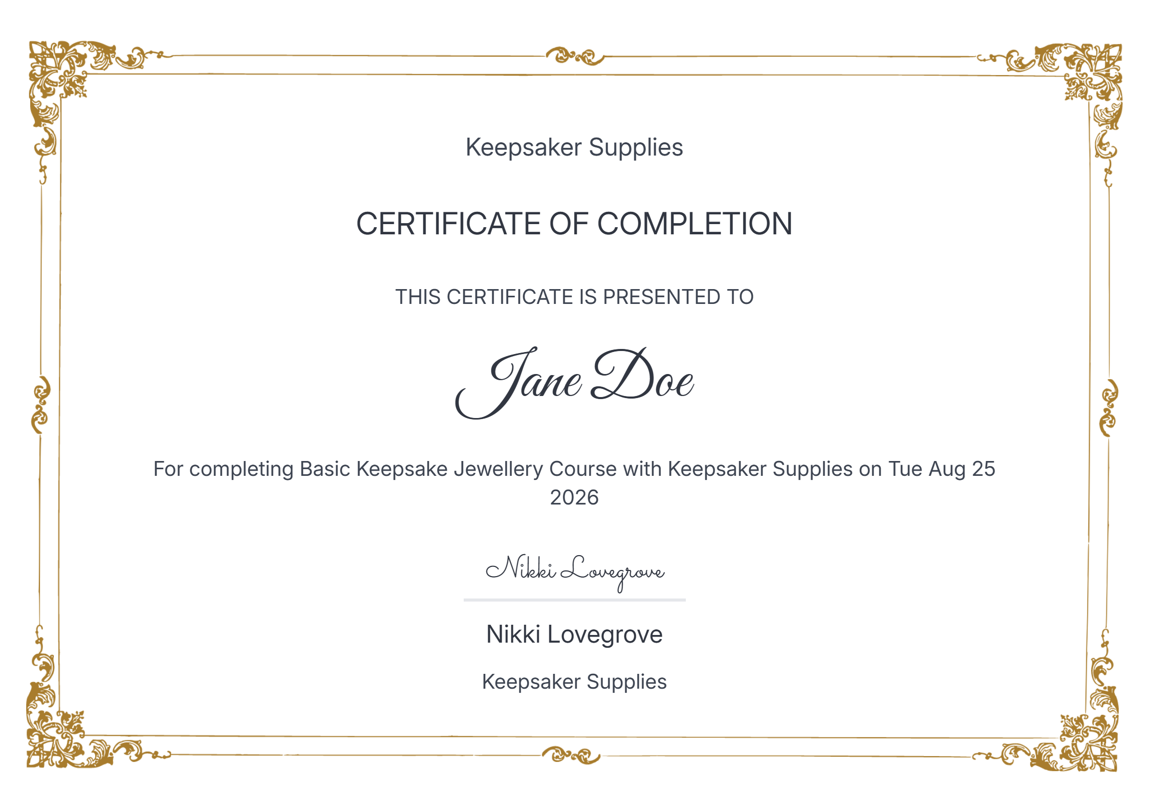 Basic Keepsake Jewellery Course