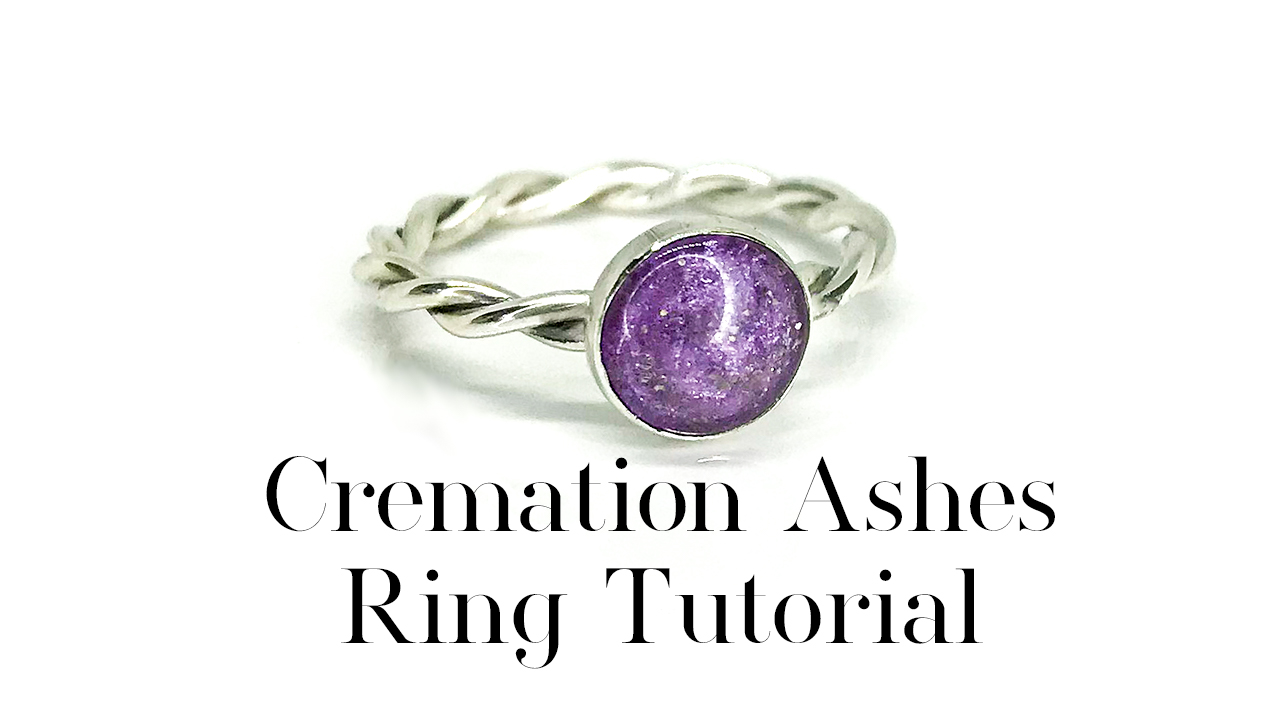 Cremation Ashes Ring Tutorial, ashes ring twist with orchid purple resin sparkle mix on a handmade anti-tarnish real solid silver band. Cremains jewelry