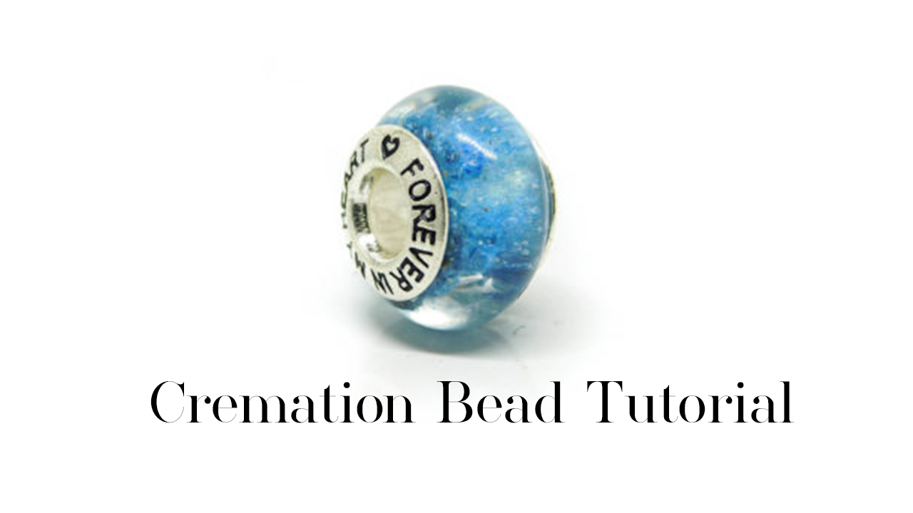Cremation Bead Tutorial, FIMH blue cremation bead, forever in my heart core, cremation ashes and Aegean blue resin sparkle mix