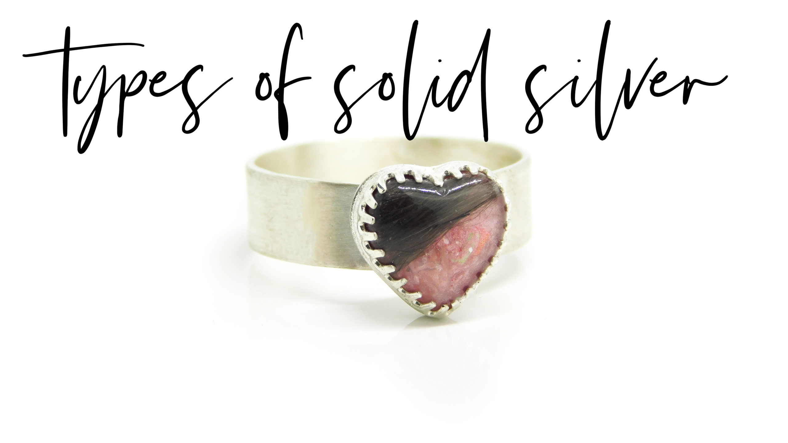 types of solid silver. Heart hair ring pink, fairy pink resin sparkle mix, brushed band heart ring setting