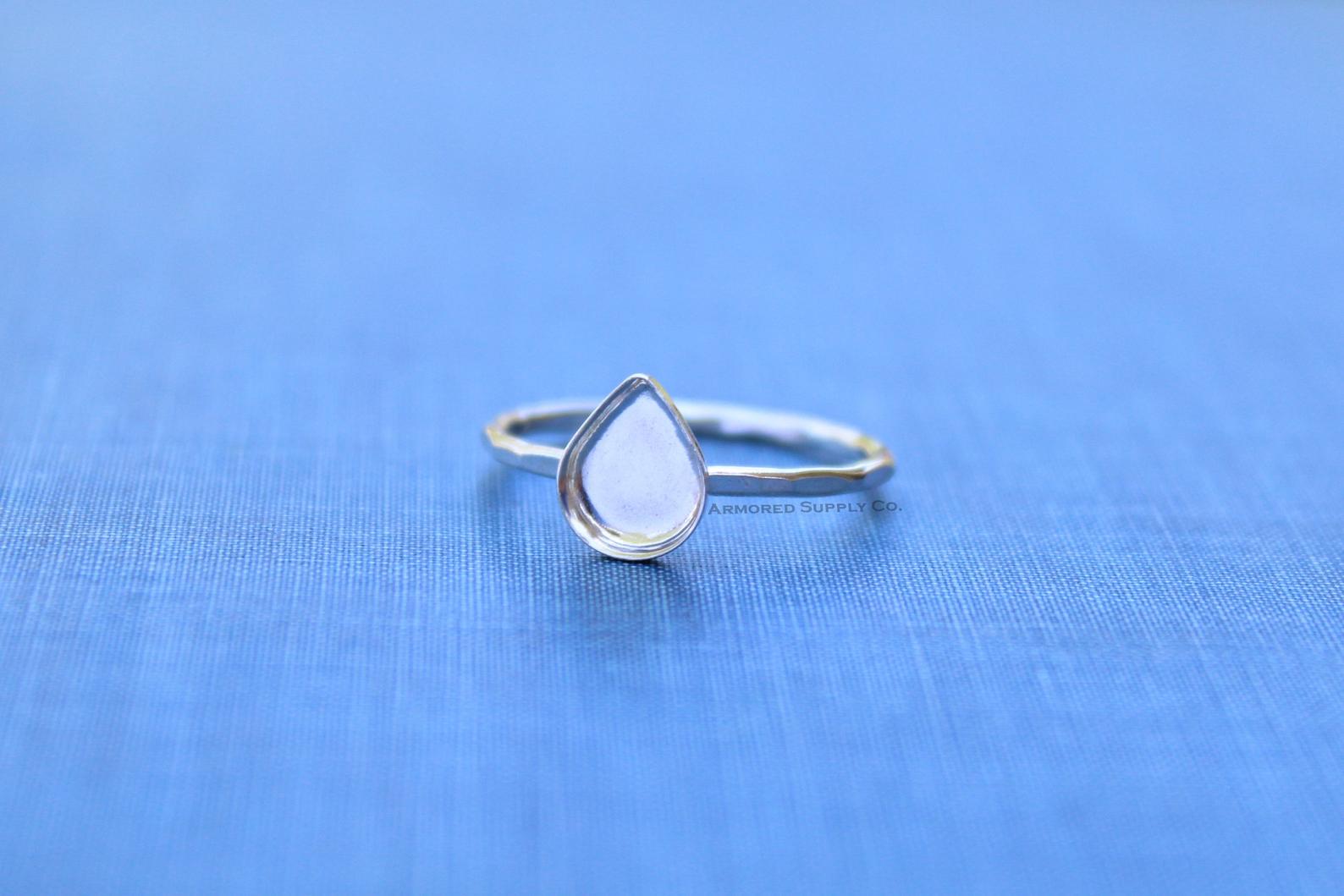 Nikki's Personal Etsy Favourites 13x18mm Silver Pear Tear Drop Bezel Cup Ring blank from ArmoredSupplyCo