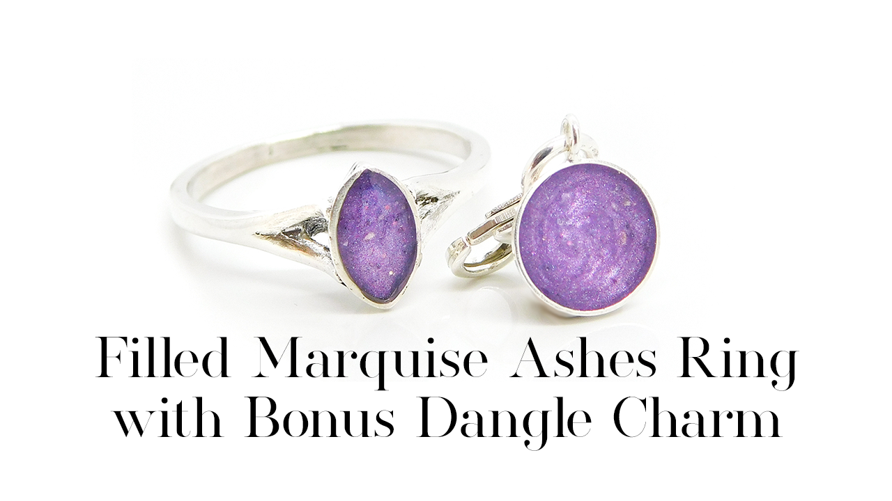 Filled Marquise Ashes Ring with Bonus Dangle Charm