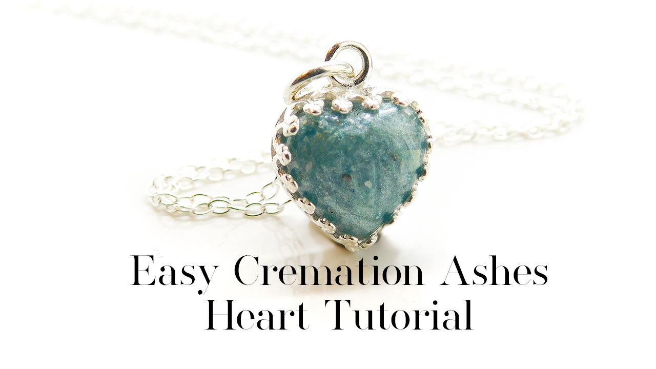 Easy Cremation Ashes Heart Tutorial teal ash heart necklace pendant 10mm