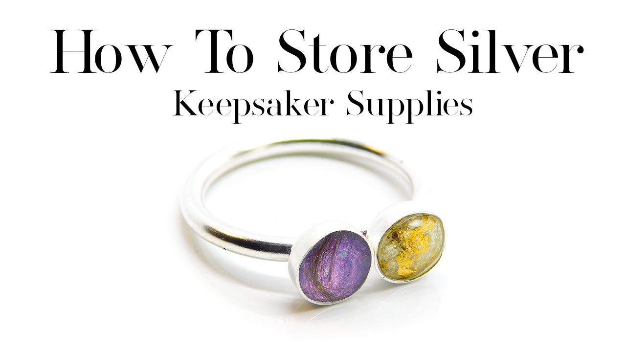 How To Store Silver - Keepsaker Supplies duo ring mockup, purple hair and gold breastmilk duo ring classic, two 6mm bezel cups for direct pour or filling with your choice of elements or inclusions. Classic shank, anti tarnish silver handmade. Side view