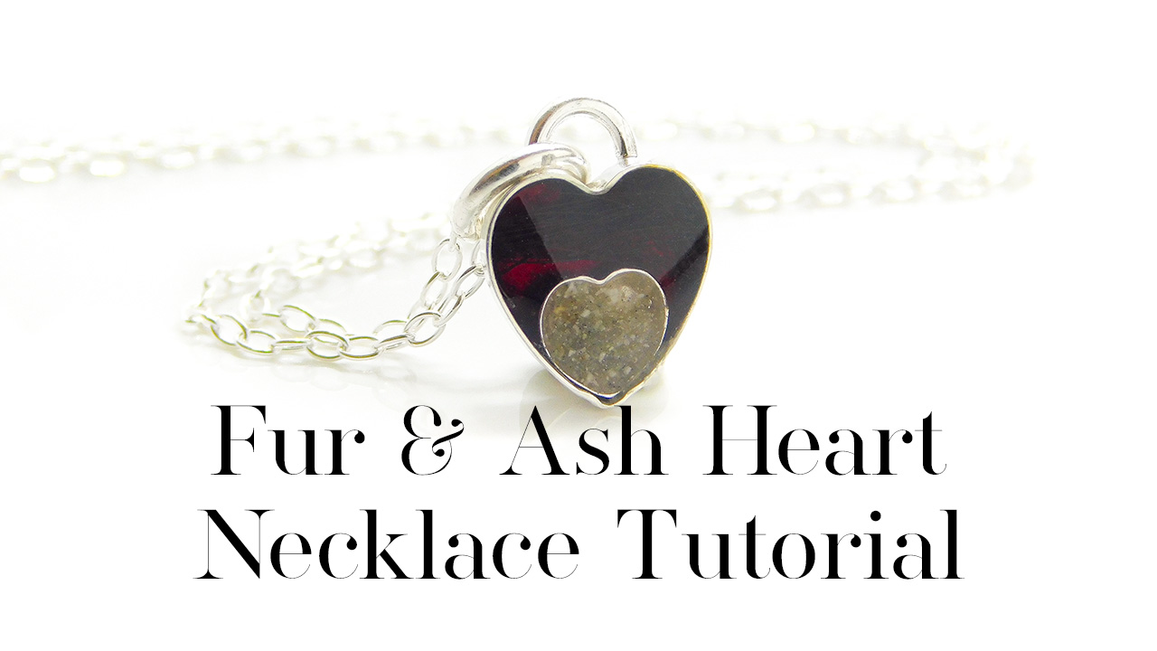 Fur and Ash Heart Necklace Tutorial with UV resin and a heart in heart necklace setting. Cremation ashes and fur education and supplies from Nikki Kamminga